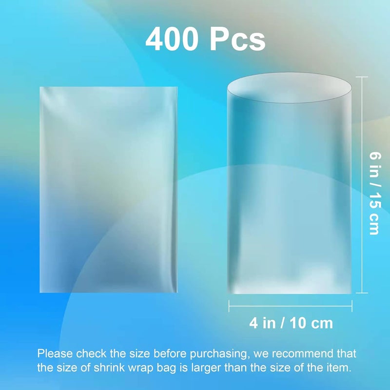 AOUKAR Shrink Wrap Bags, 400Pcs 4x6 Inch Clear PVC Heat Seal Bags Film for Soap Bars wrappers Kit,Bath bomb,Shoes,Jars,Gift,Tumbler for Homemade DIY Projects - Image 3